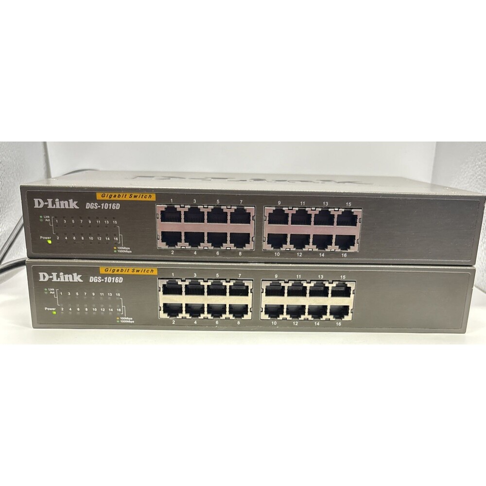 Lot Of 2- D-Link DGS-1016D 16 Port Gigabit Rackmount Network Switch, WORKING
